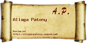 Allaga Patony névjegykártya